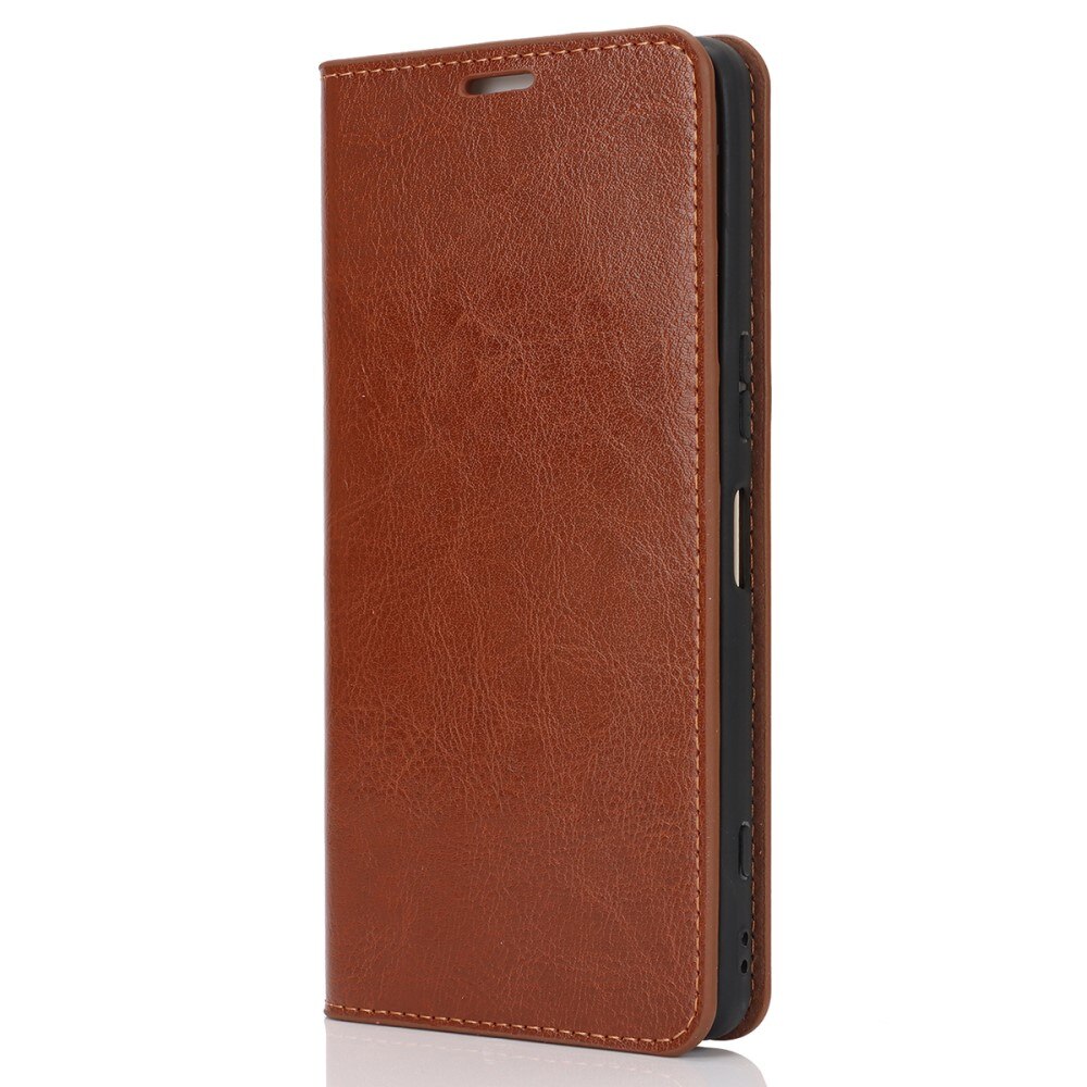 Coque portefeuille en cuir Veritable Sony Xperia 1 VI, Marron