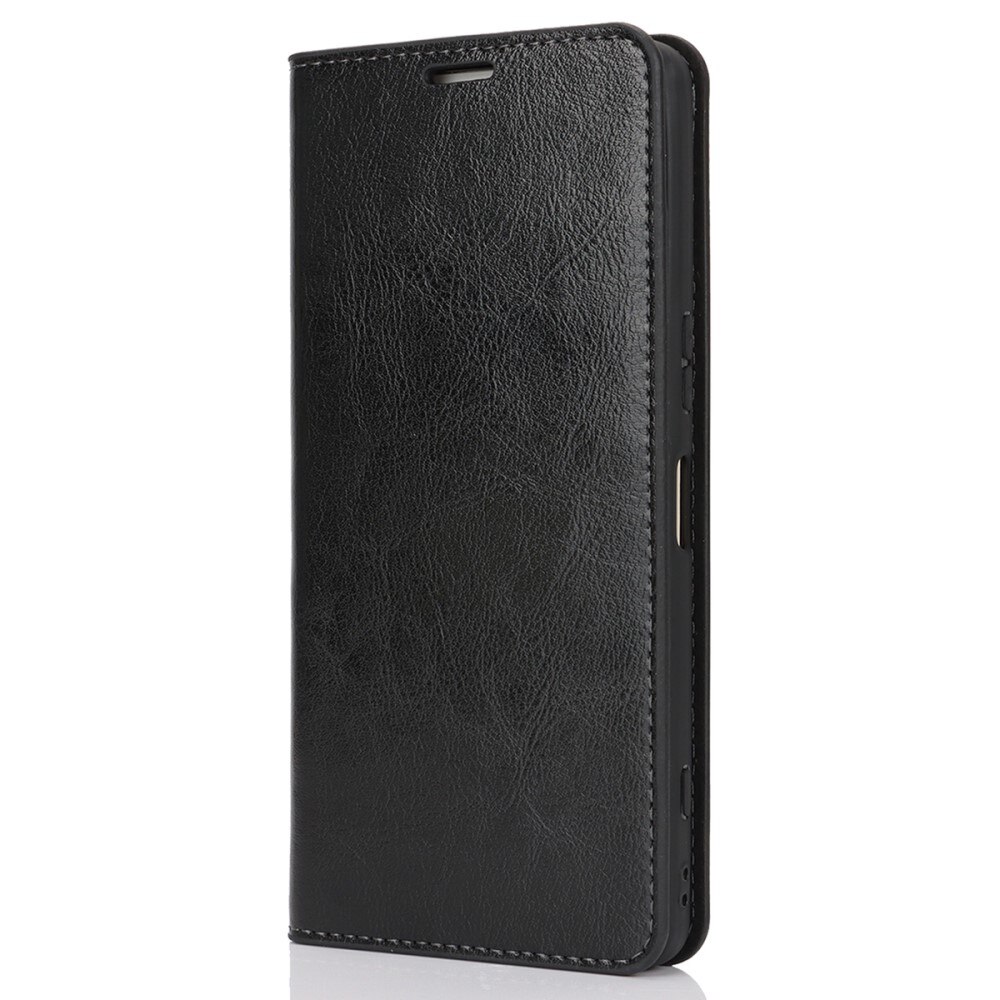 Coque portefeuille en cuir Veritable Sony Xperia 1 VI, Noir