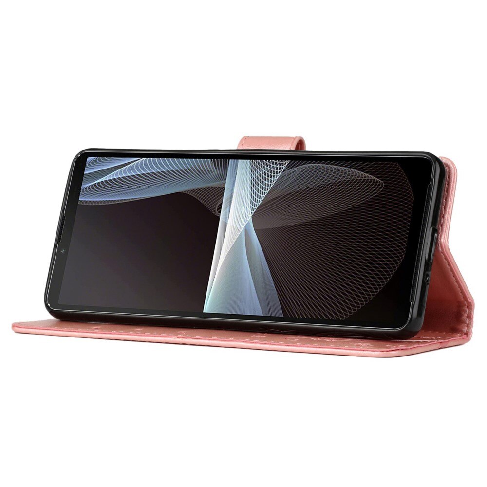 Étui en cuir à papillons pour Sony Xperia 10 VI, Rose