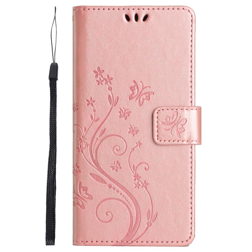 Étui en cuir à papillons pour Sony Xperia 10 VI, Rose
