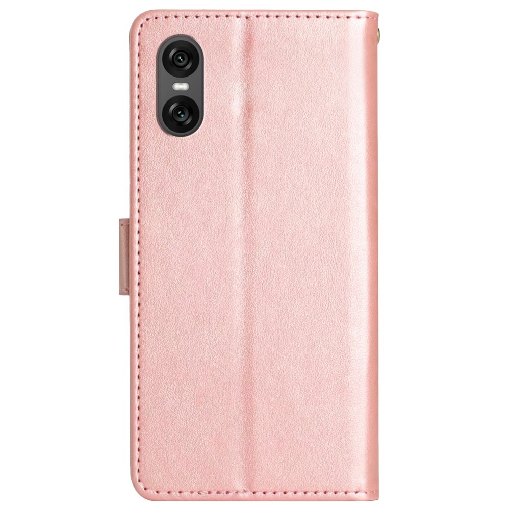 Étui en cuir à papillons pour Sony Xperia 10 VI, Rose