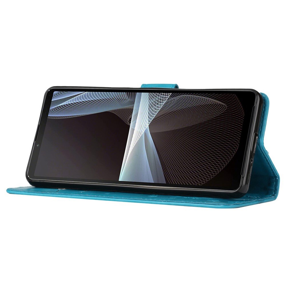 Étui en cuir à papillons pour Sony Xperia 10 VI, Bleu