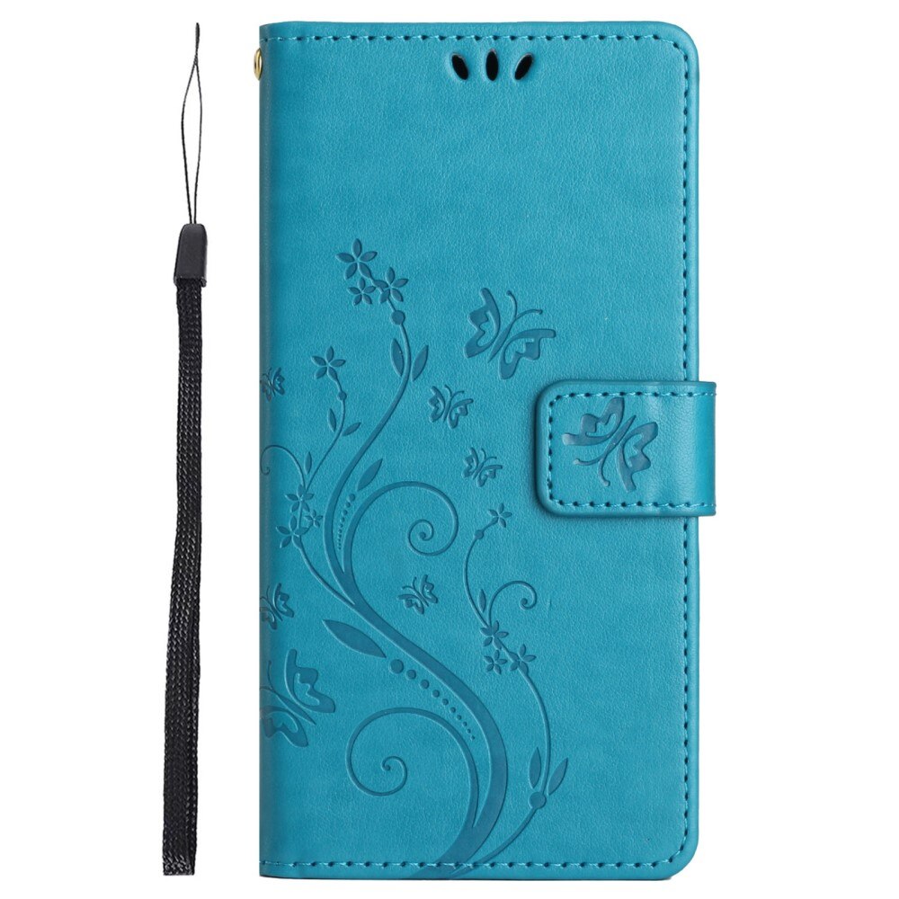 Étui en cuir à papillons pour Sony Xperia 10 VI, Bleu