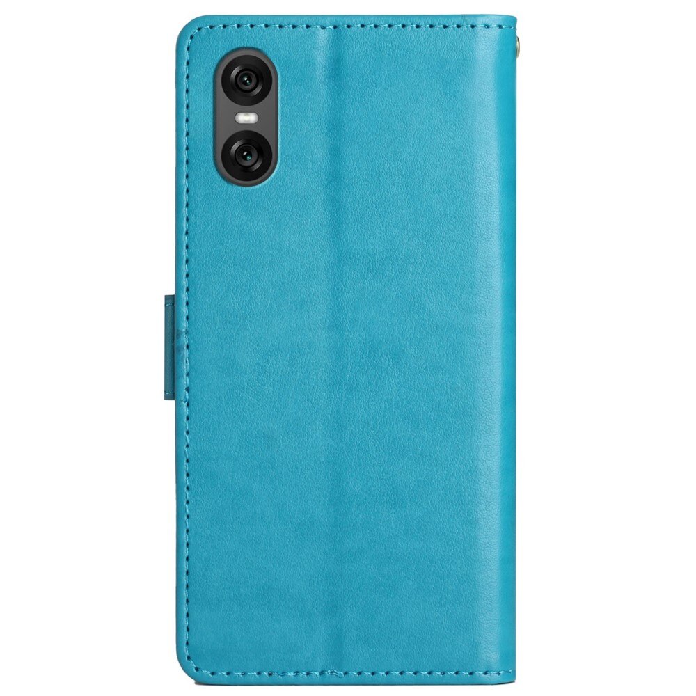 Étui en cuir à papillons pour Sony Xperia 10 VI, Bleu