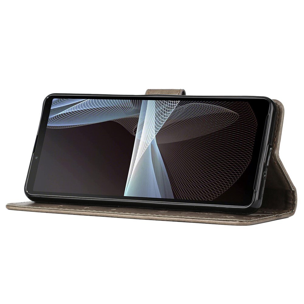 Étui en cuir à papillons pour Sony Xperia 10 VI, Gris