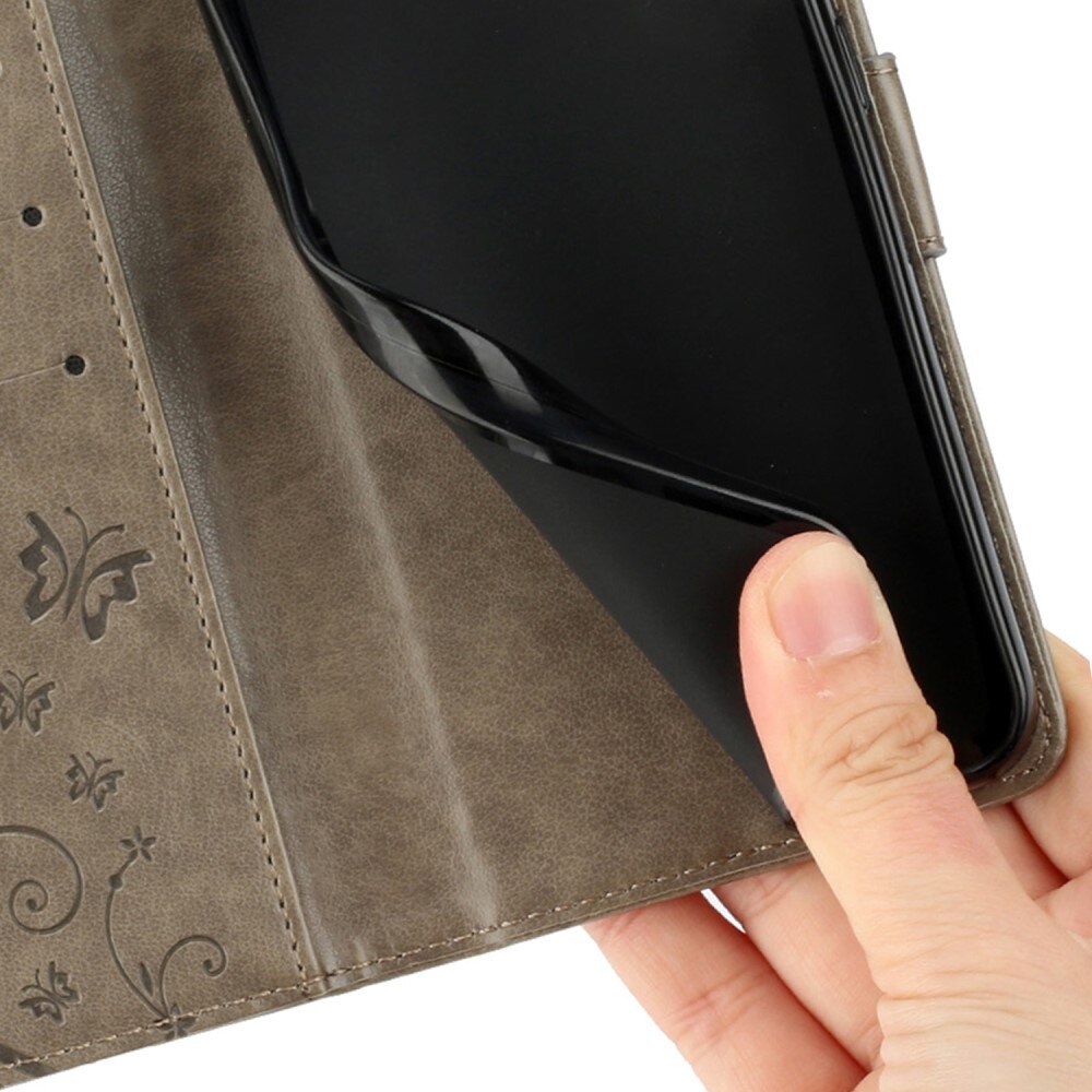 Étui en cuir à papillons pour Sony Xperia 10 VI, Gris
