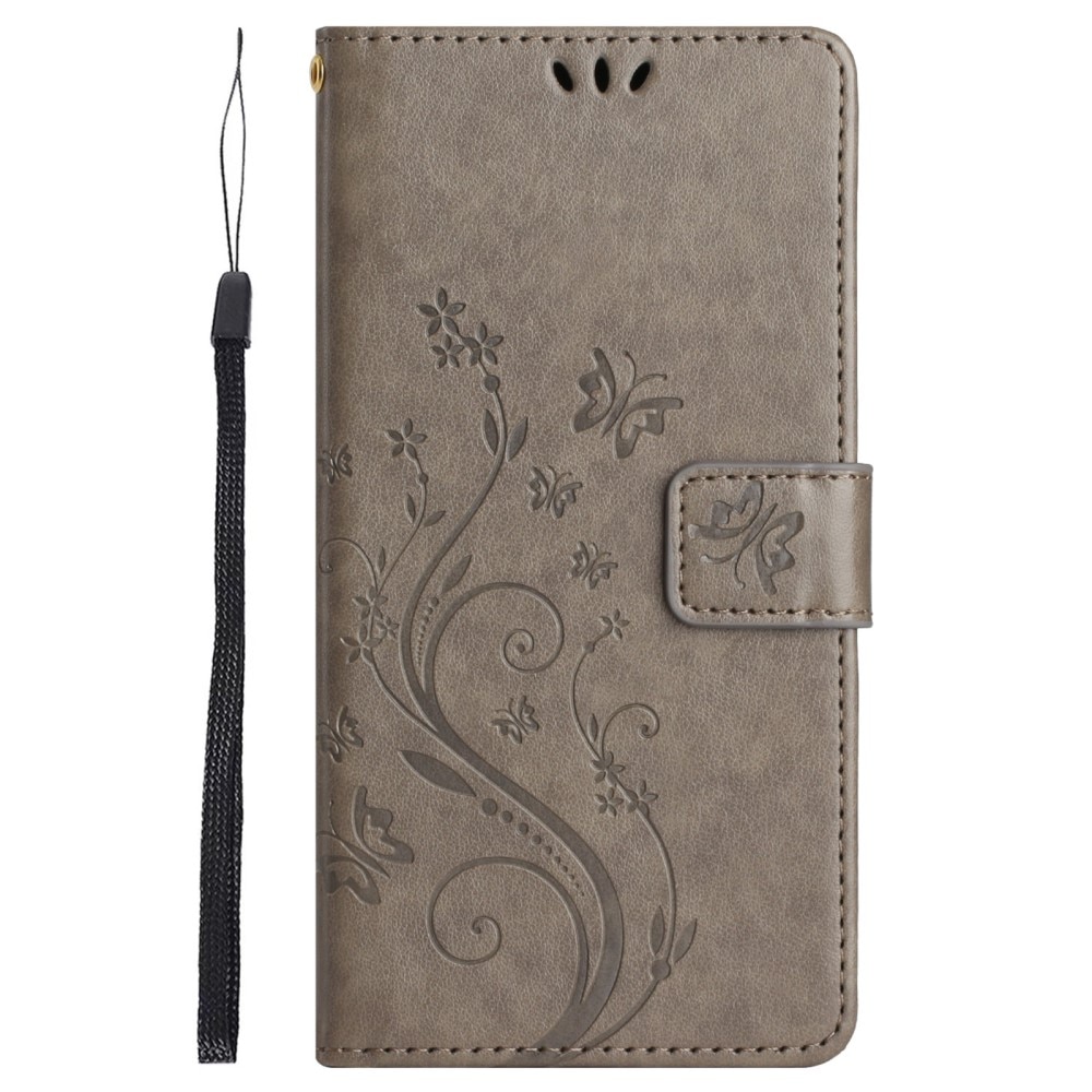 Étui en cuir à papillons pour Sony Xperia 10 VI, Gris