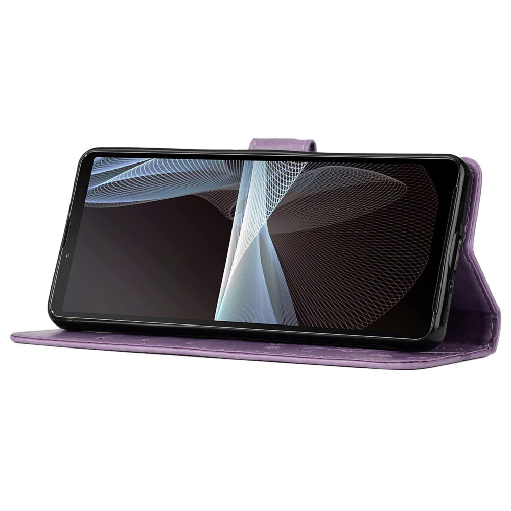 Étui en cuir à papillons pour Sony Xperia 10 VI, Violet
