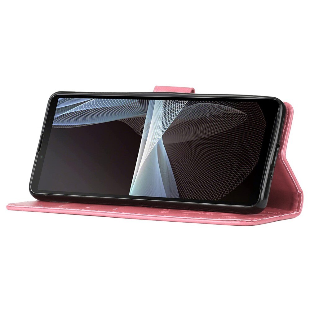 Étui en cuir à papillons pour Sony Xperia 10 VI, Rose