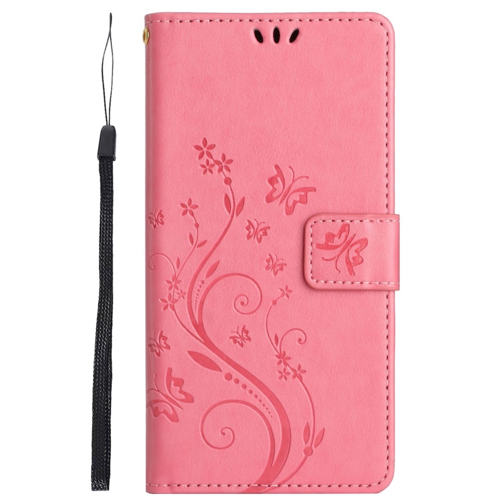 Étui en cuir à papillons pour Sony Xperia 10 VI, Rose
