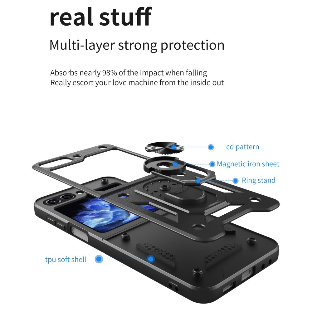 Coque hybride Tech Ring Samsung Galaxy Z Flip 6, noir