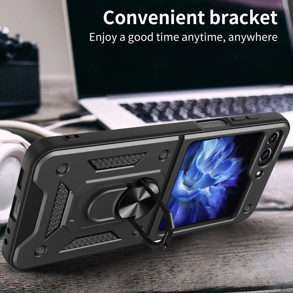 Coque hybride Tech Ring Samsung Galaxy Z Flip 6, noir