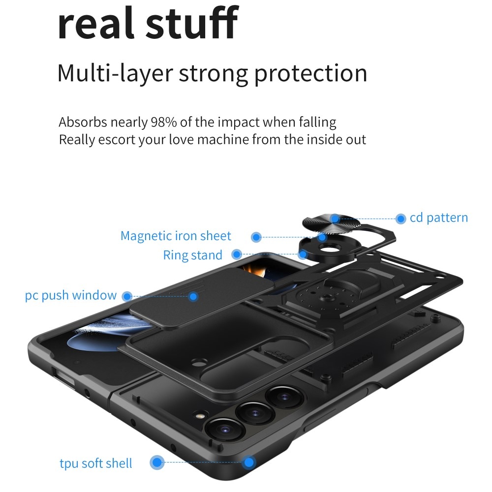 Coque Hybride Ring avec Protège Caméra Samsung Galaxy Z Fold 6, noir