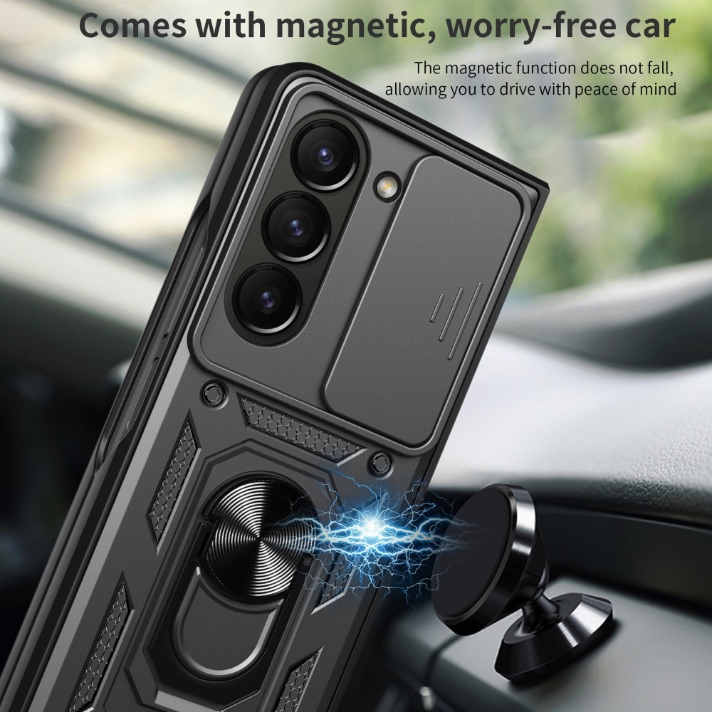 Coque Hybride Ring avec Protège Caméra Samsung Galaxy Z Fold 6, noir