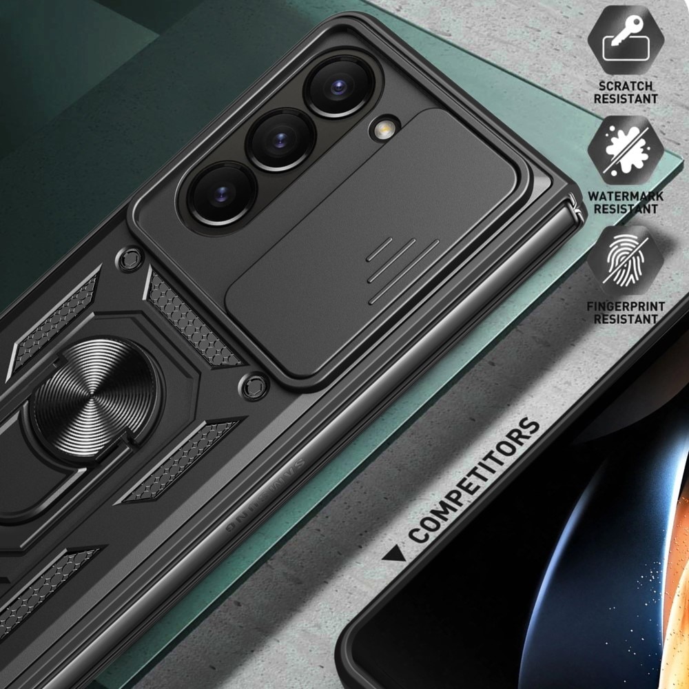 Coque Hybride Ring avec Protège Caméra Samsung Galaxy Z Fold 6, noir
