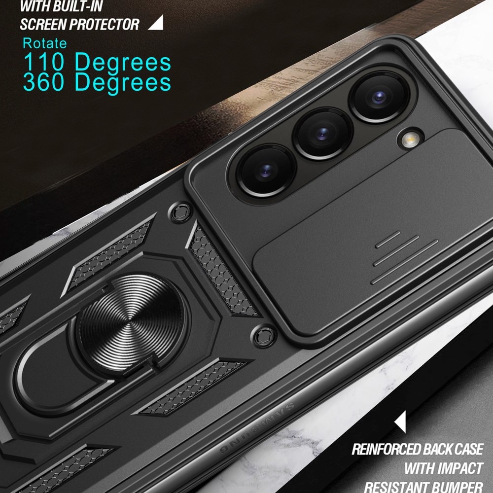 Coque Hybride Ring avec Protège Caméra Samsung Galaxy Z Fold 6, noir