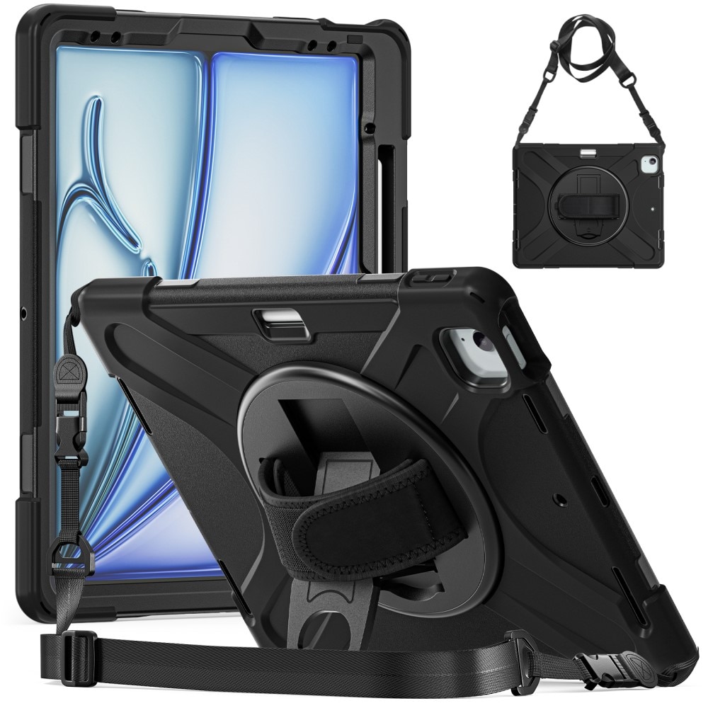 Coque hybride antichoc avec bandoulière Apple iPad Air 11 7th Gen (2025), noir