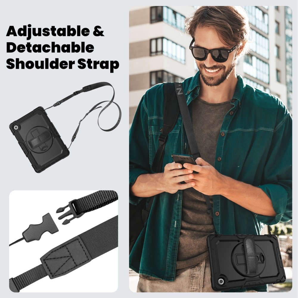 Full Protection Coque hybride antichoc avec bandoulière  Lenovo Tab, noir