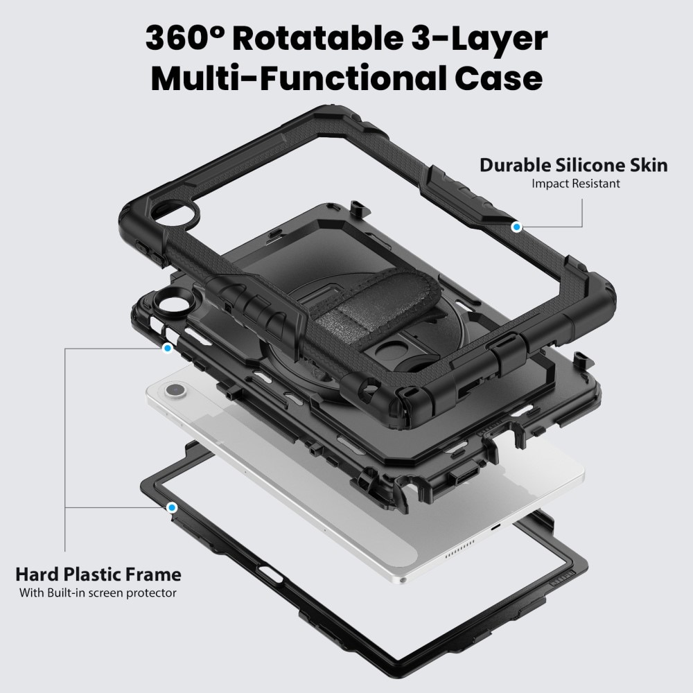 Full Protection Coque hybride antichoc avec bandoulière  Lenovo Tab, noir