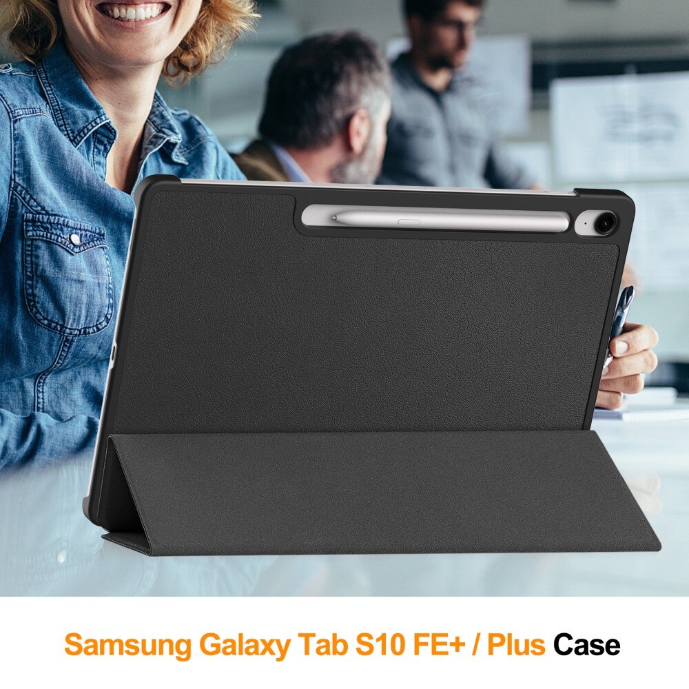 Étui Tri-Fold avec porte-stylo Samsung Galaxy Tab S10 FE Plus, noir