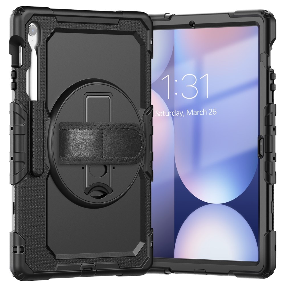 Full Protection Coque hybride antichoc avec bandoulière Samsung Galaxy Tab S10 FE Plus, noir