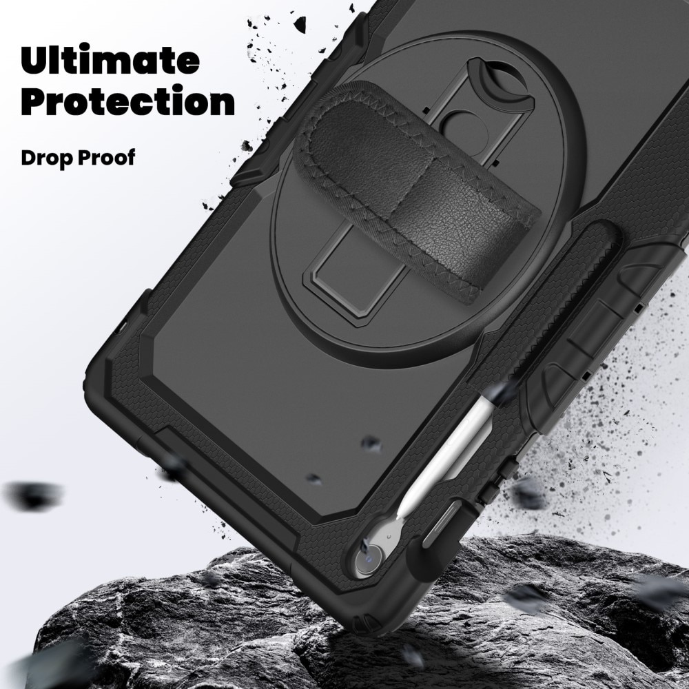 Full Protection Coque hybride antichoc avec bandoulière Samsung Galaxy Tab S10 FE Plus, noir