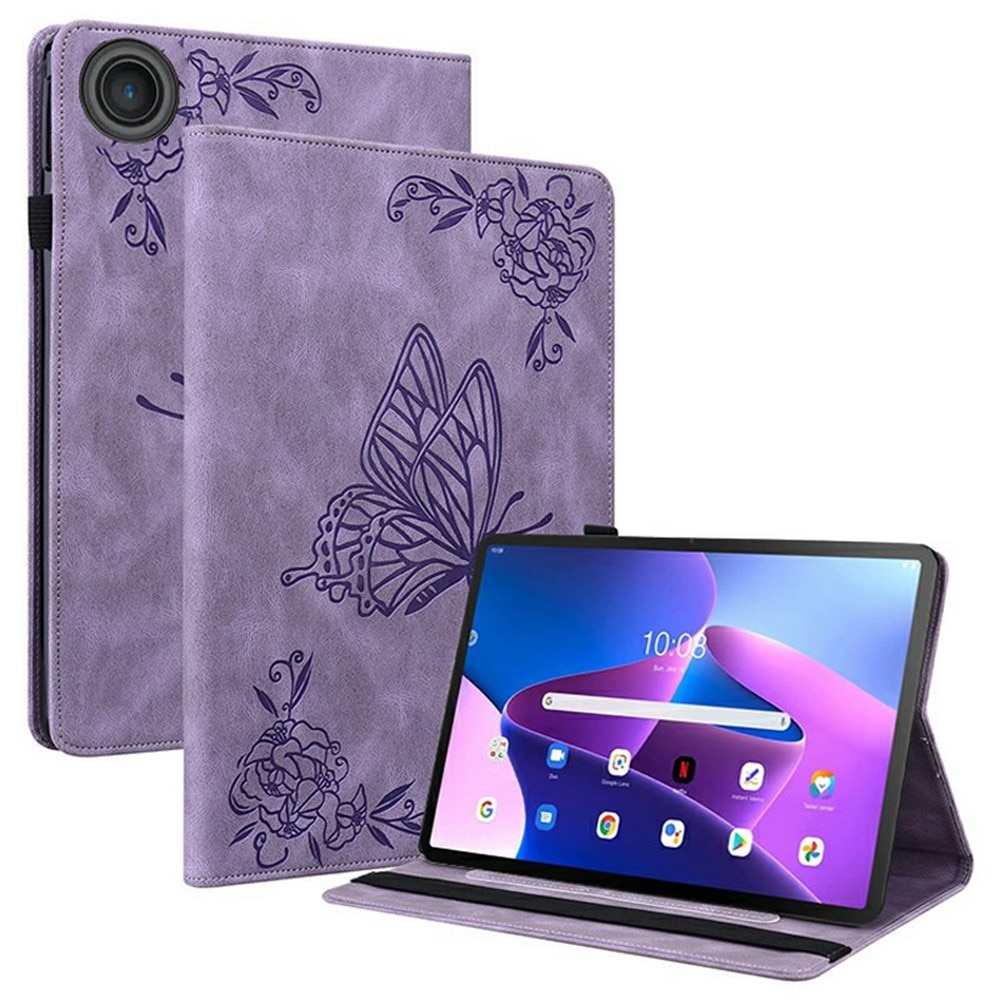Étui en cuir avec papillons  Lenovo Tab Violet