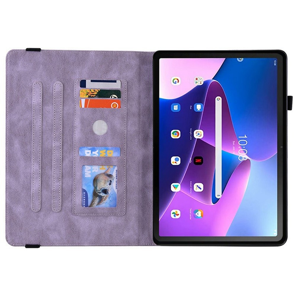 Étui en cuir avec papillons  Lenovo Tab Violet