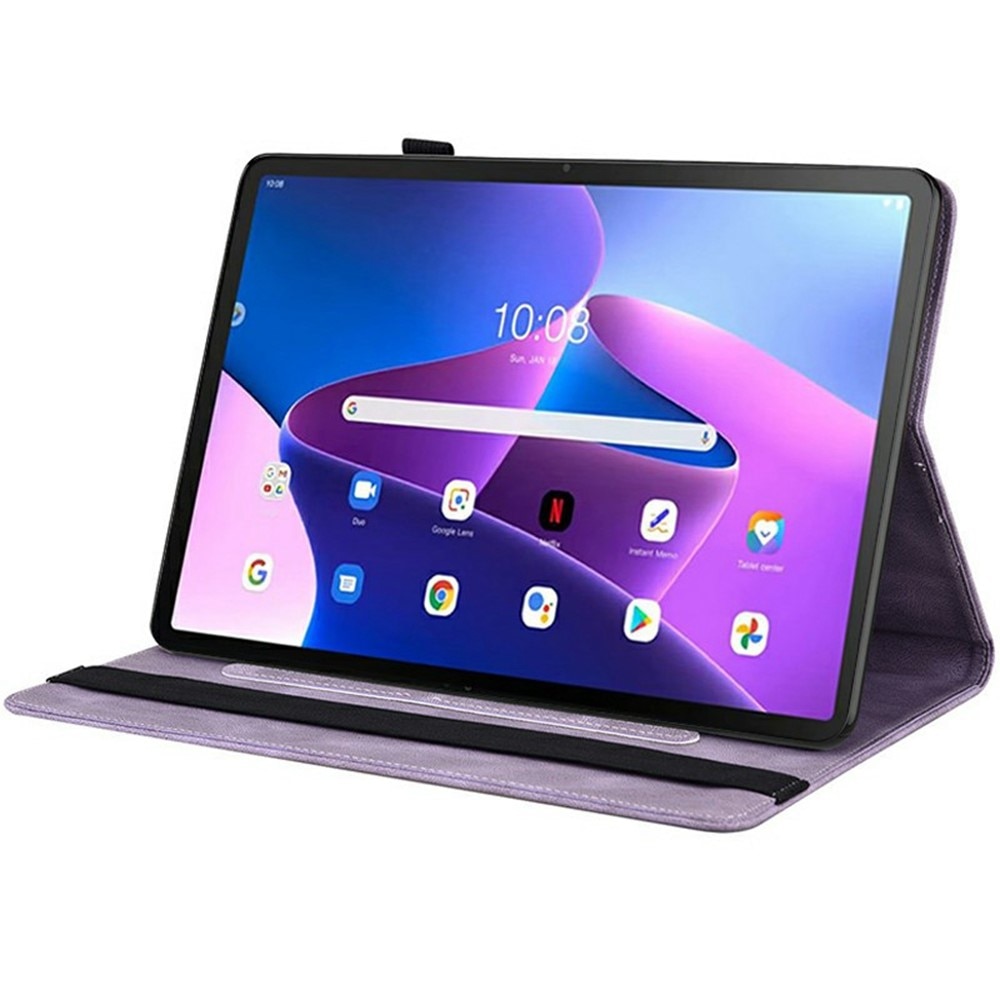 Étui en cuir avec papillons  Lenovo Tab Violet