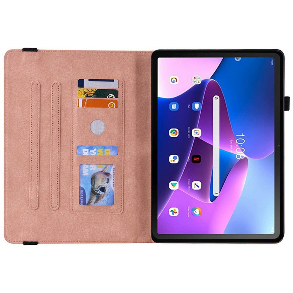 Étui en cuir avec papillons  Lenovo Tab Rose