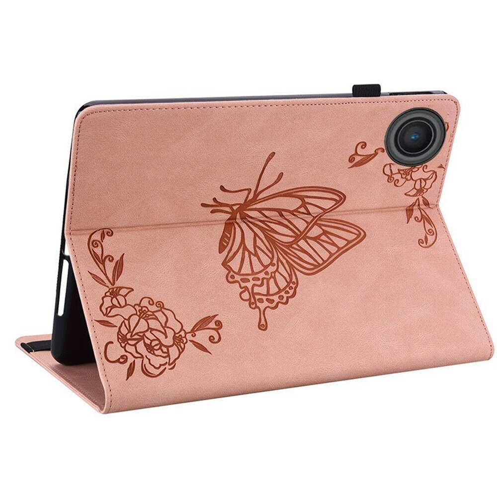 Étui en cuir avec papillons  Lenovo Tab Rose