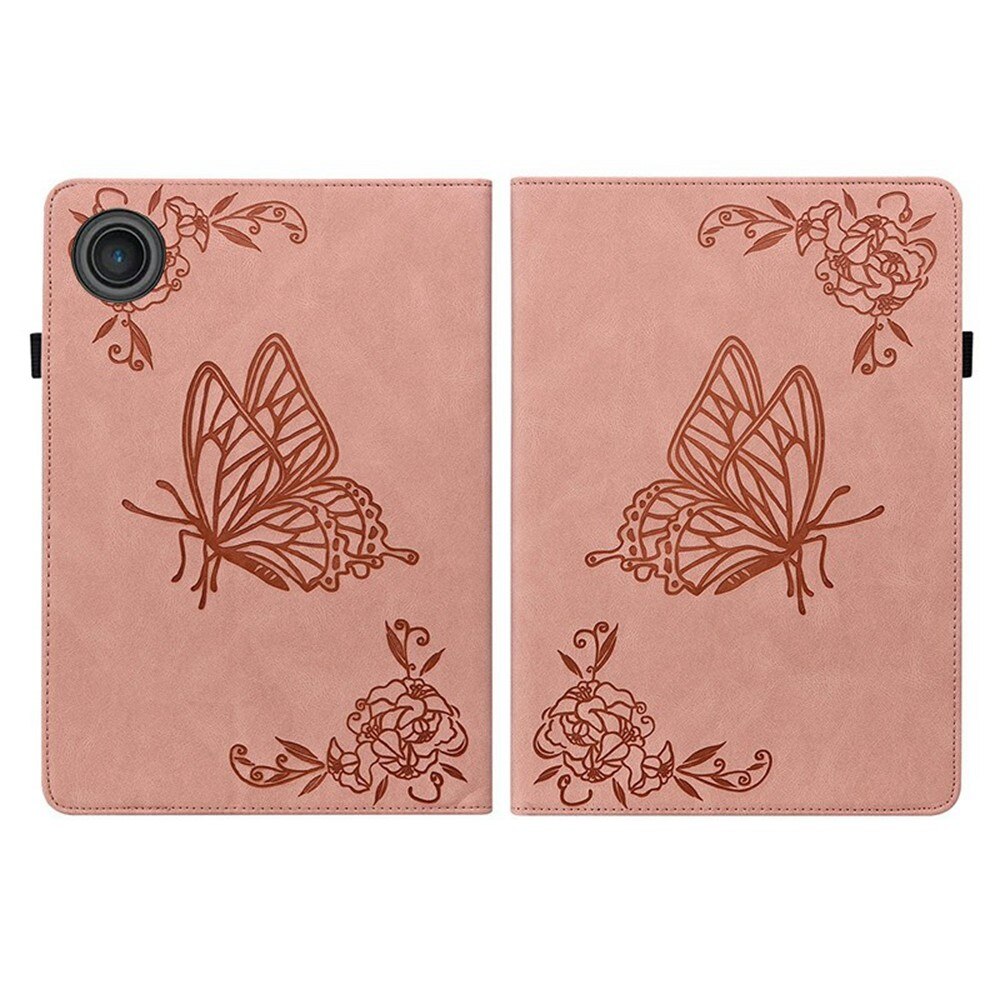 Étui en cuir avec papillons  Lenovo Tab Rose