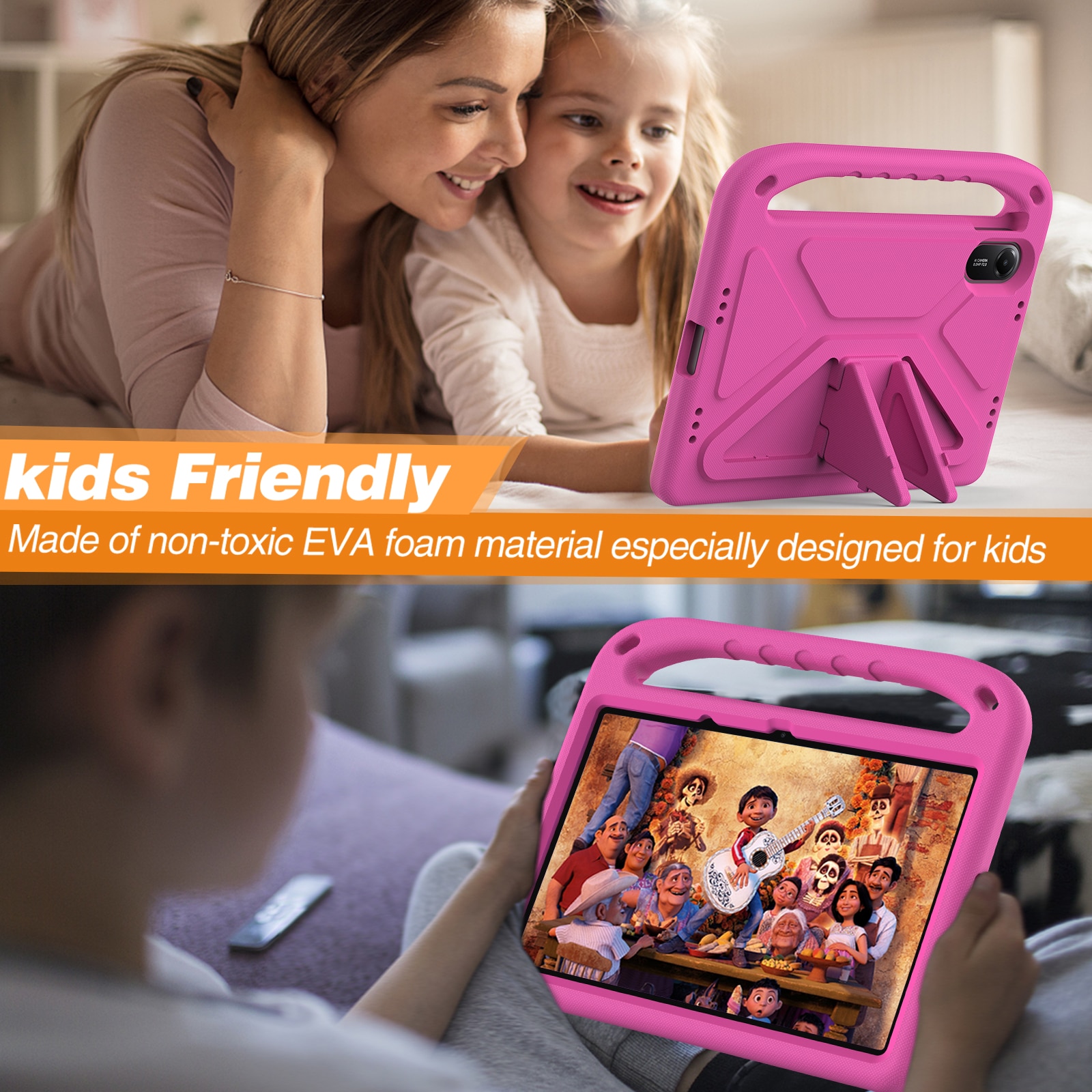 Coque EVA avec poignée pour enfants pour Xiaomi Redmi Pad 2, Rose