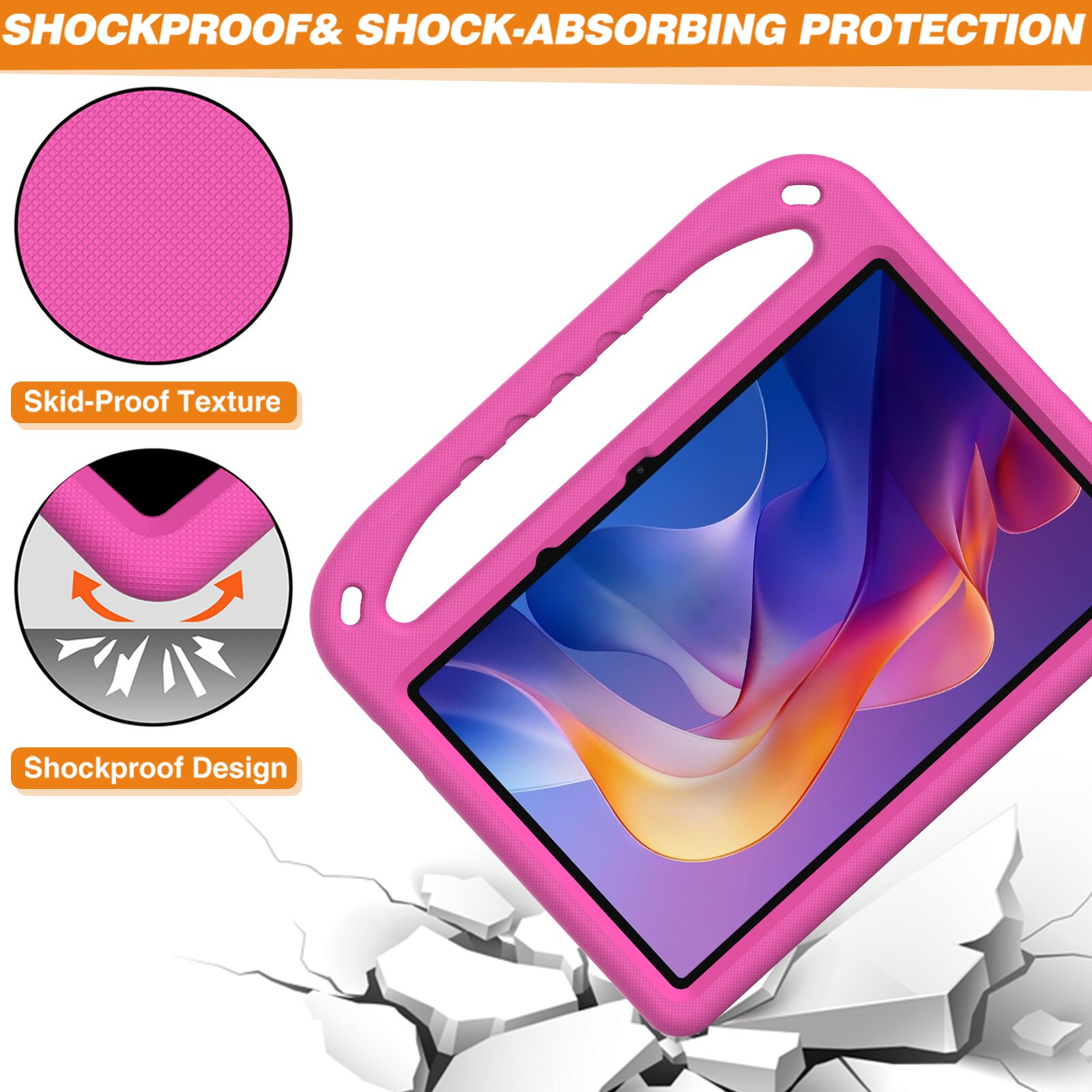 Coque EVA avec poignée pour enfants pour Xiaomi Redmi Pad 2, Rose