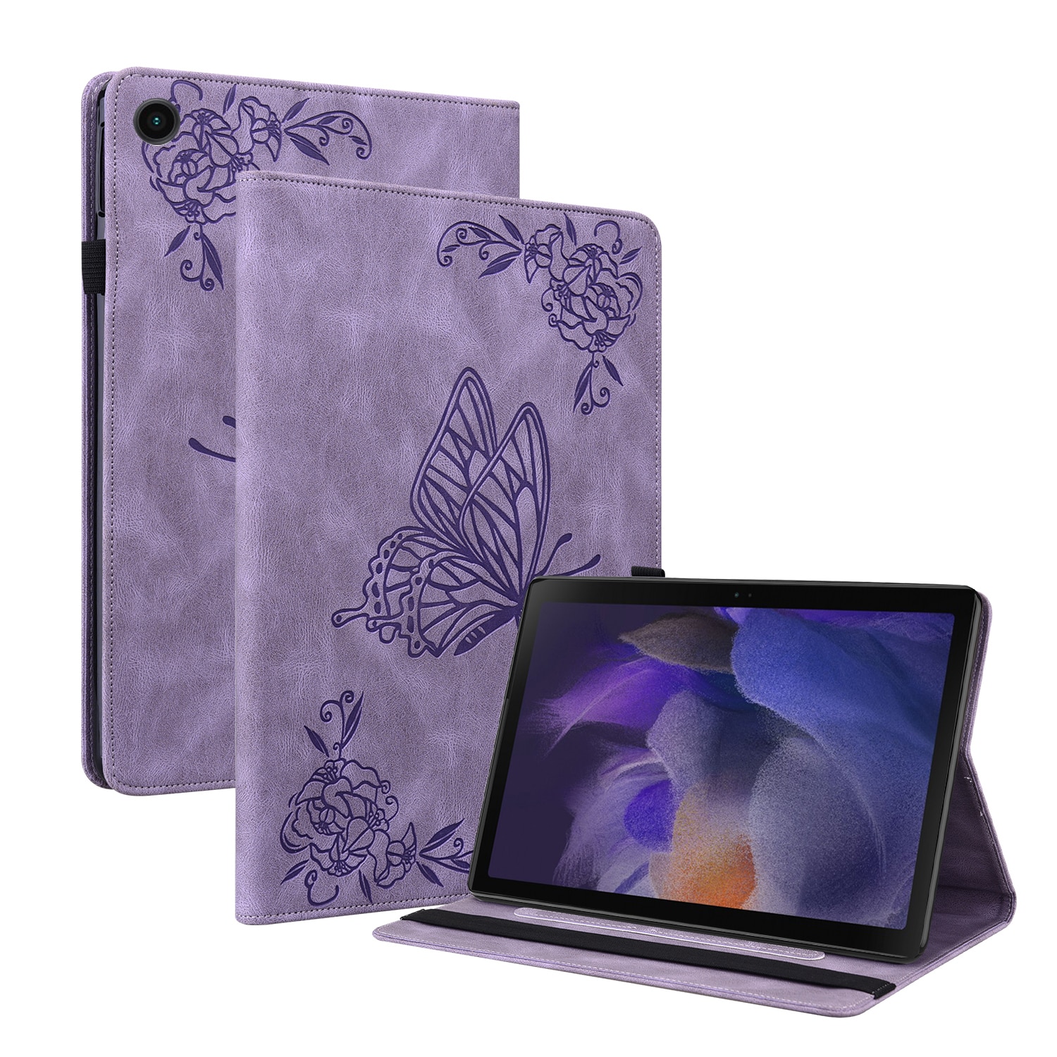 Étui en cuir avec papillons Samsung Galaxy Tab A11 Plus Violet