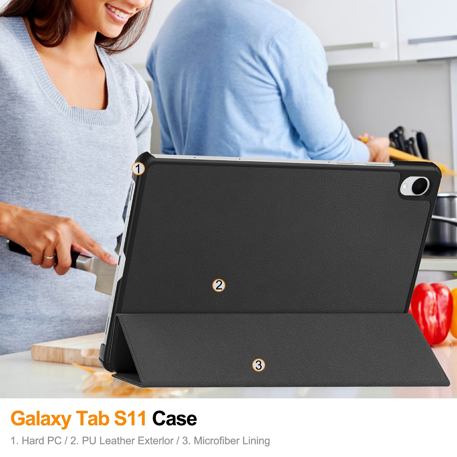 Étui Tri-Fold Samsung Galaxy Tab S11, Noir