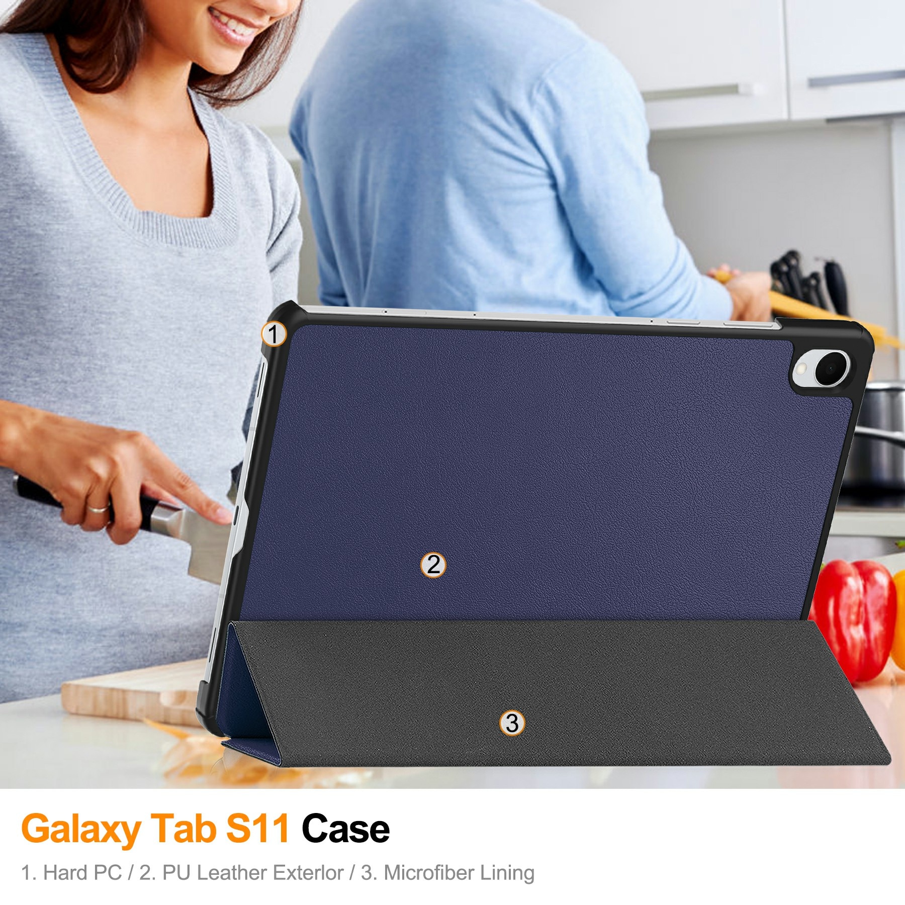 Étui Tri-Fold Samsung Galaxy Tab S11, Bleu