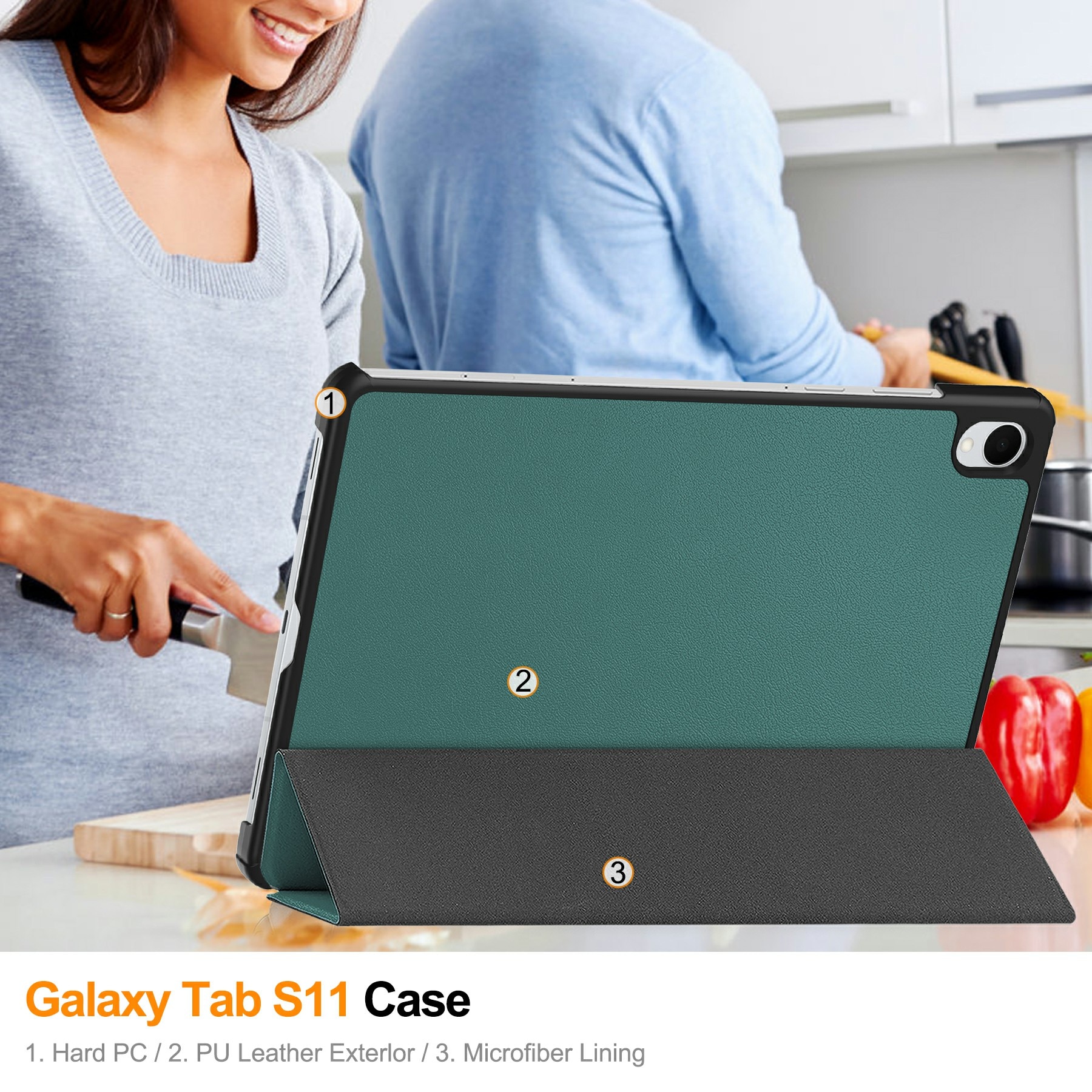 Étui Tri-Fold Samsung Galaxy Tab S11, Vert