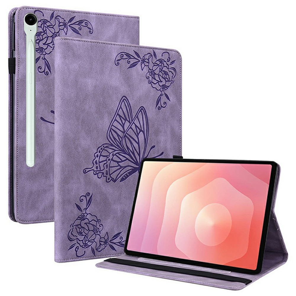 Étui en cuir avec papillons Samsung Galaxy Tab S11 Violet