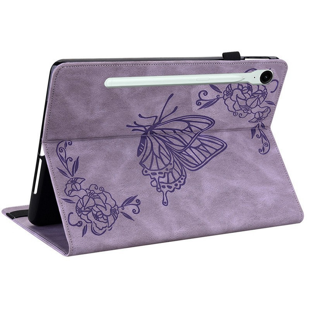 Étui en cuir avec papillons Samsung Galaxy Tab S11 Violet