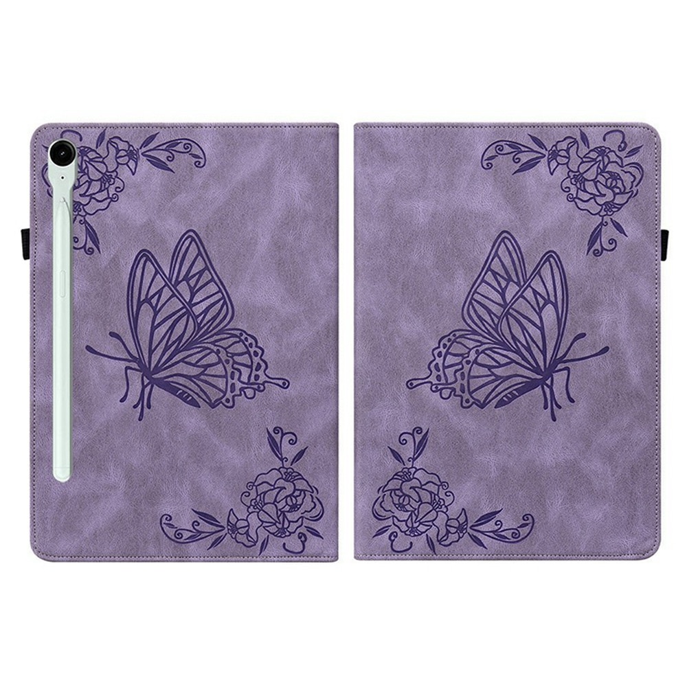 Étui en cuir avec papillons Samsung Galaxy Tab S11 Violet