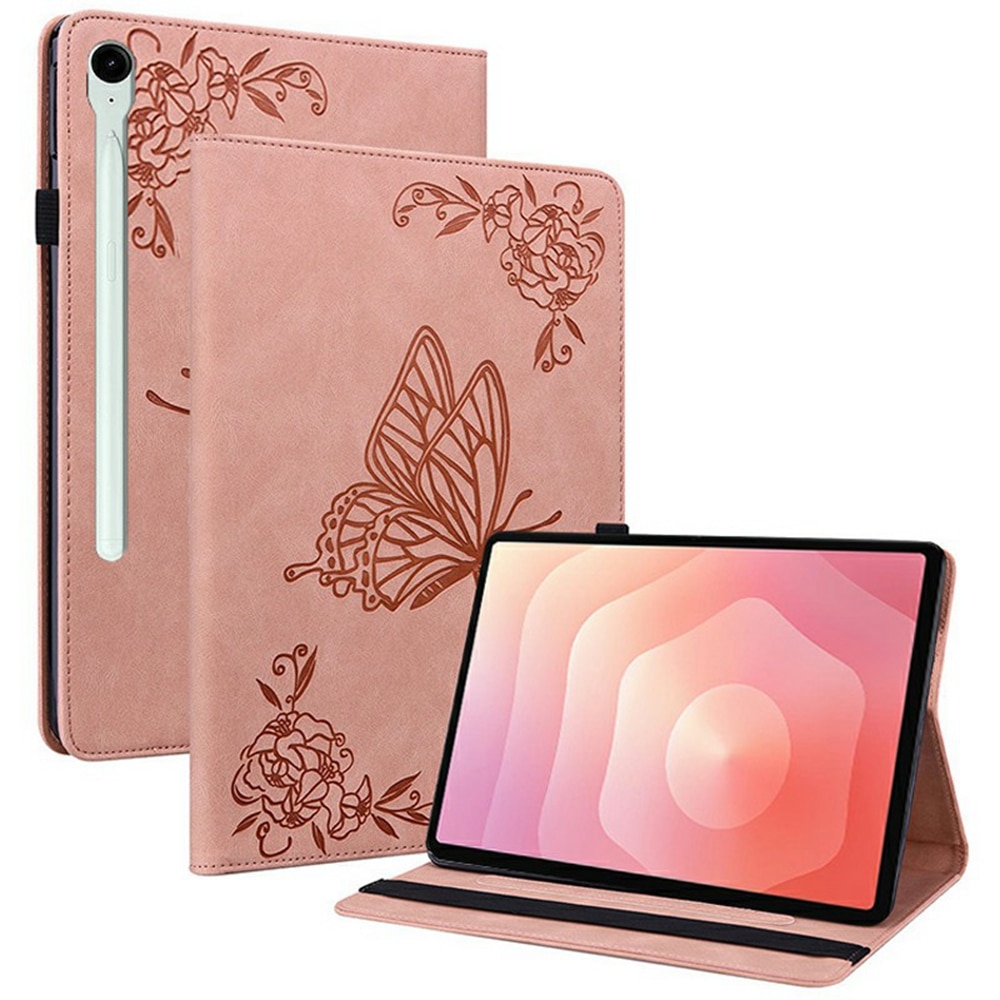 Étui en cuir avec papillons Samsung Galaxy Tab S11 Rose