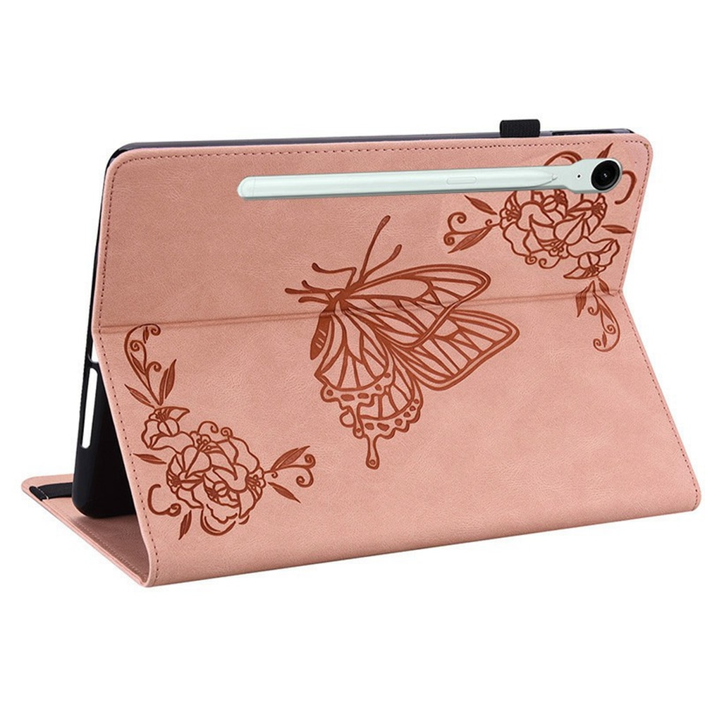 Étui en cuir avec papillons Samsung Galaxy Tab S11 Rose