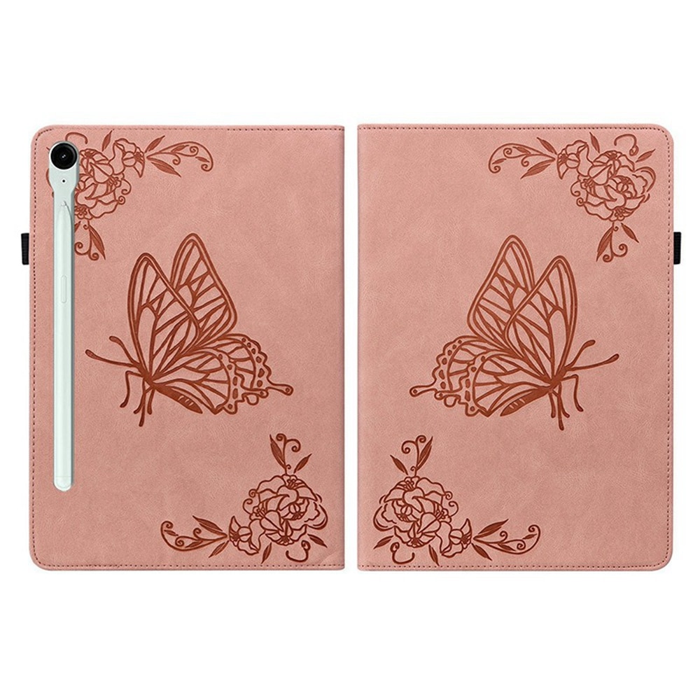 Étui en cuir avec papillons Samsung Galaxy Tab S11 Rose