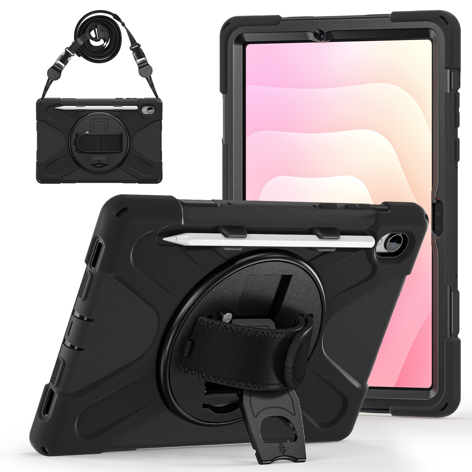 Coque hybride antichoc avec bandoulière Samsung Galaxy Tab S11, noir