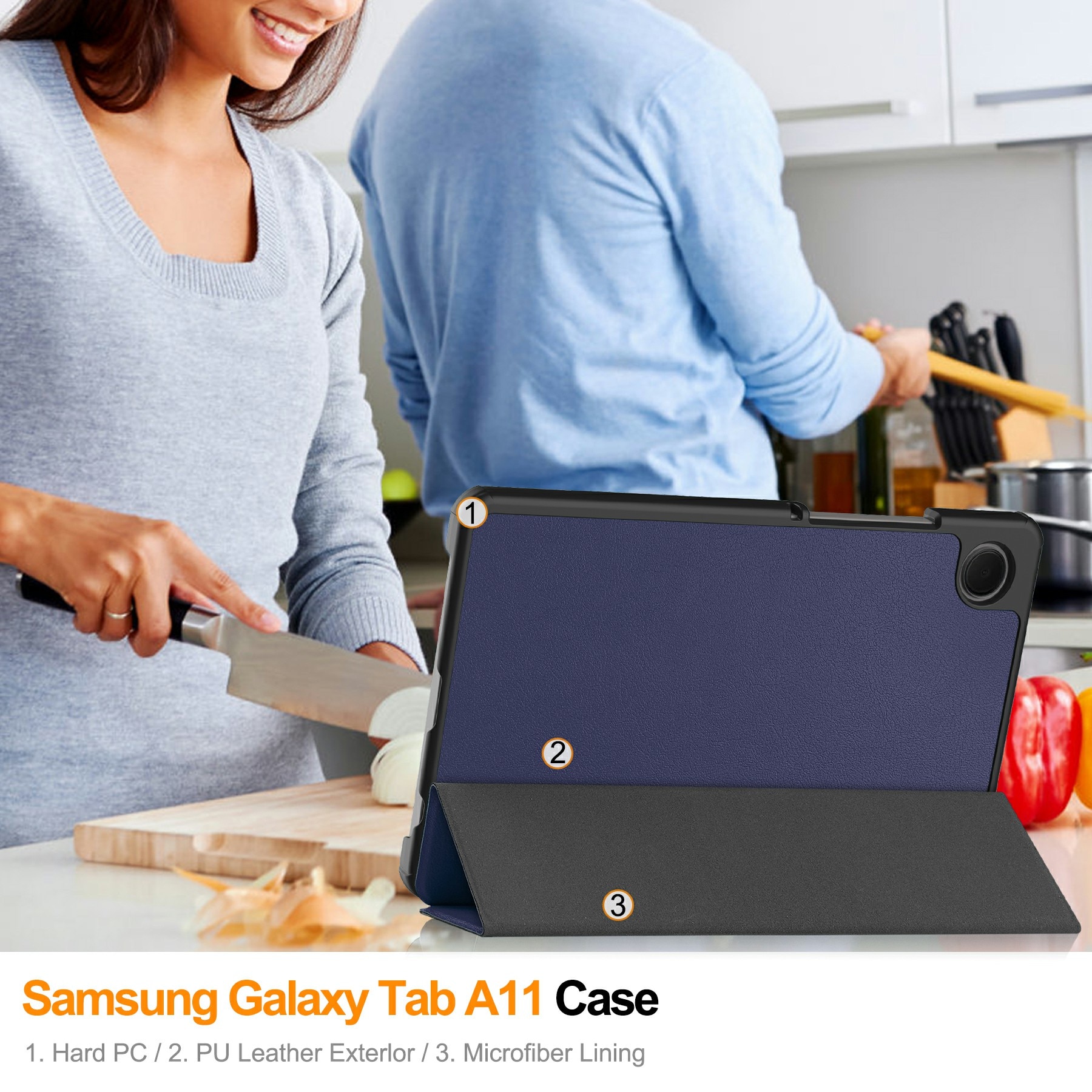 Étui Tri-Fold Samsung Galaxy Tab A11, Bleu