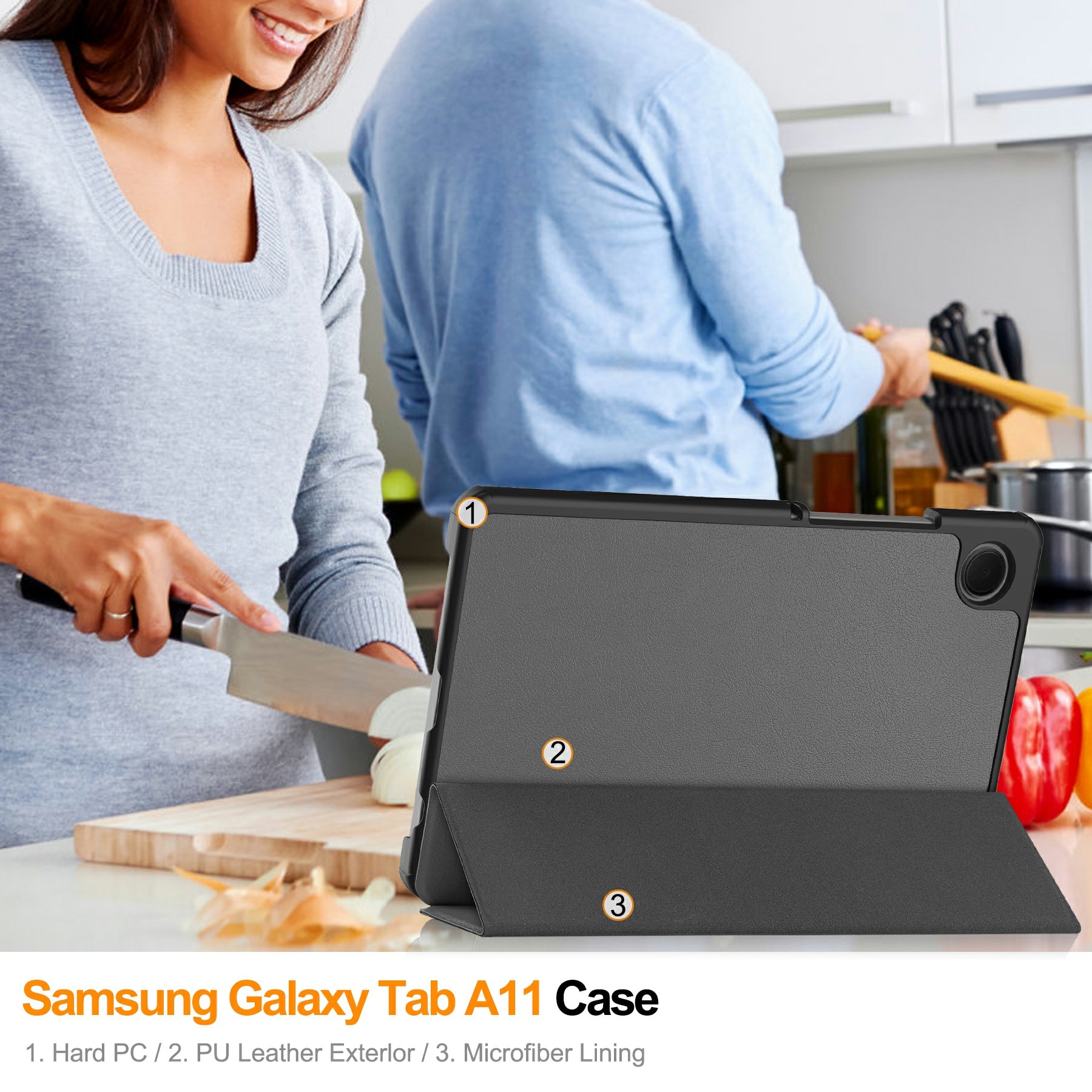 Étui Tri-Fold Samsung Galaxy Tab A11, Gris