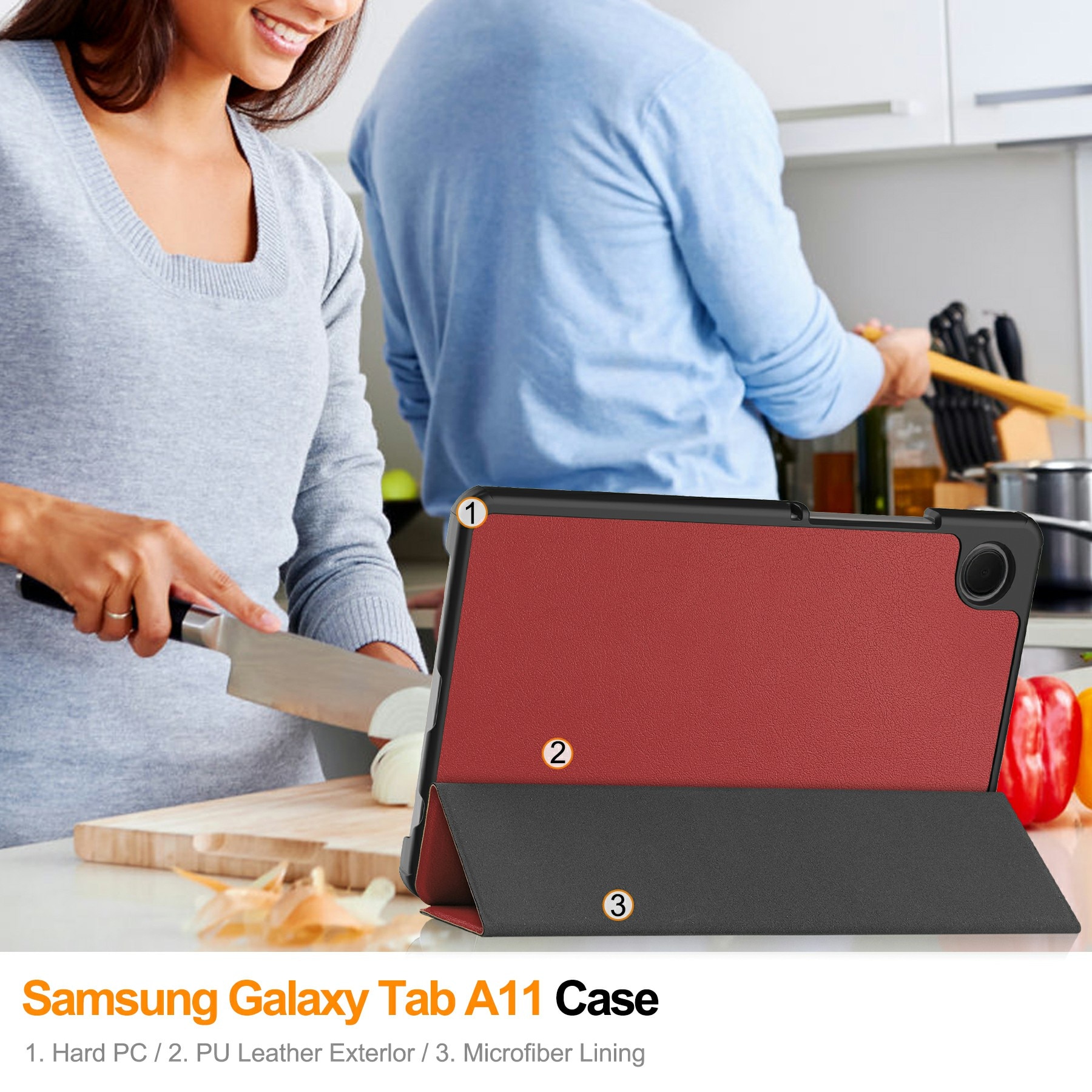 Étui Tri-Fold Samsung Galaxy Tab A11, Rouge