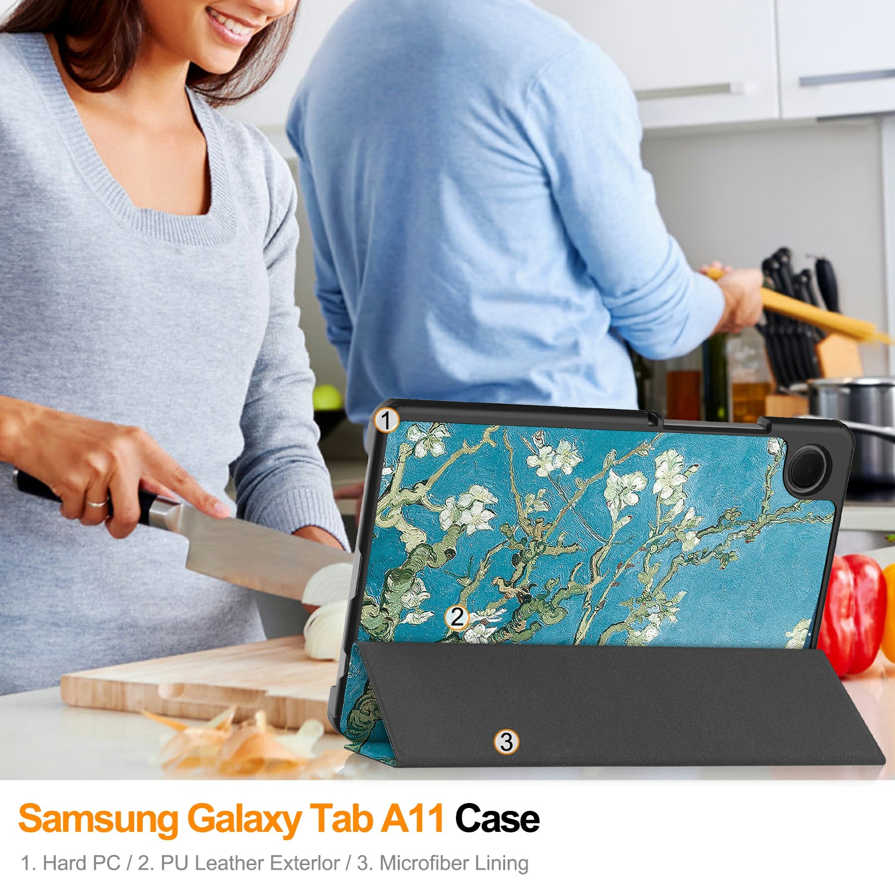 Étui Tri-Fold Samsung Galaxy Tab A11 Fleurs de cerisier