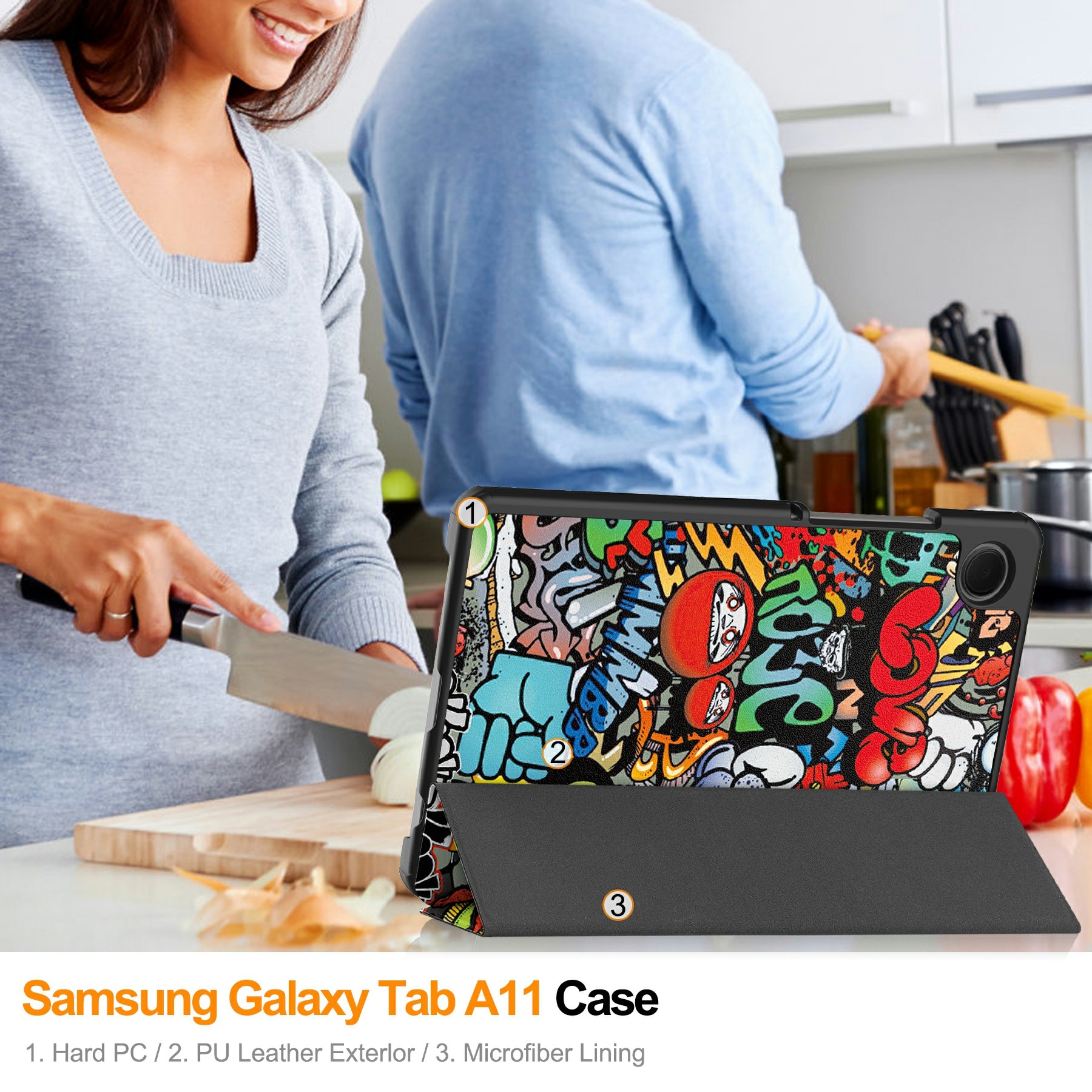 Étui Tri-Fold Samsung Galaxy Tab A11, Graffiti
